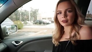Blonde 18yo petite with tiny tits enjoys doggy style and reverse cowgirl while giving blowjob in an interracial BBC surprise scene